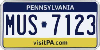 PA license plate MUS7123