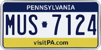 PA license plate MUS7124