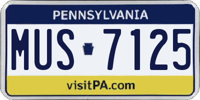 PA license plate MUS7125