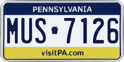PA license plate MUS7126