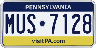 PA license plate MUS7128