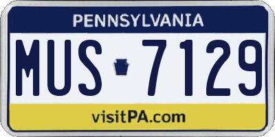 PA license plate MUS7129