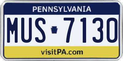 PA license plate MUS7130