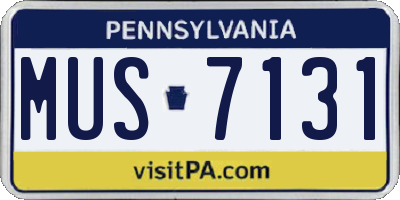 PA license plate MUS7131