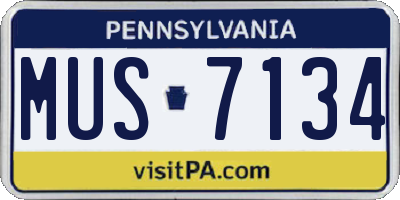 PA license plate MUS7134