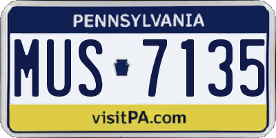 PA license plate MUS7135