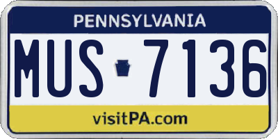 PA license plate MUS7136
