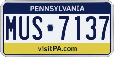 PA license plate MUS7137