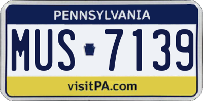 PA license plate MUS7139