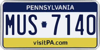 PA license plate MUS7140