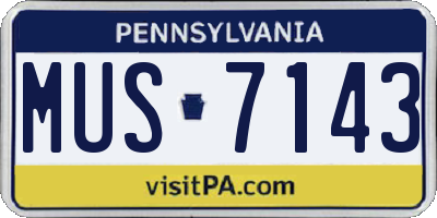 PA license plate MUS7143