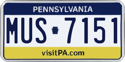 PA license plate MUS7151