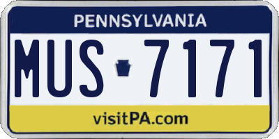 PA license plate MUS7171