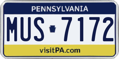 PA license plate MUS7172