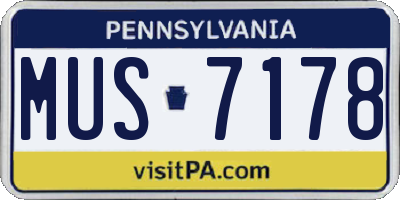 PA license plate MUS7178