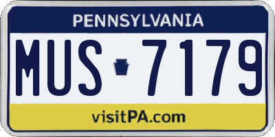 PA license plate MUS7179
