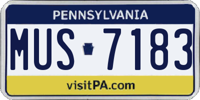PA license plate MUS7183
