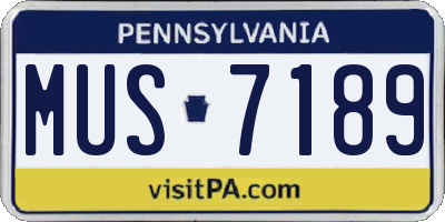 PA license plate MUS7189