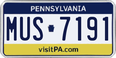 PA license plate MUS7191