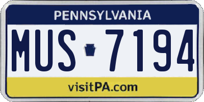 PA license plate MUS7194
