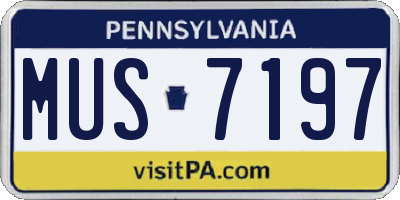 PA license plate MUS7197