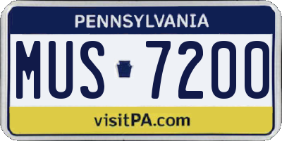 PA license plate MUS7200