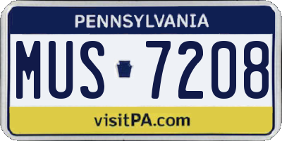 PA license plate MUS7208