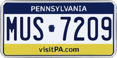 PA license plate MUS7209