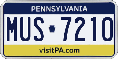 PA license plate MUS7210