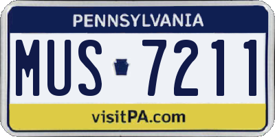 PA license plate MUS7211