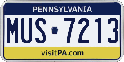PA license plate MUS7213