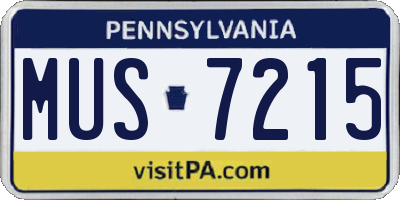 PA license plate MUS7215