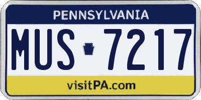 PA license plate MUS7217
