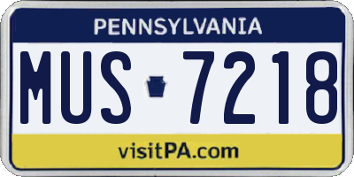 PA license plate MUS7218