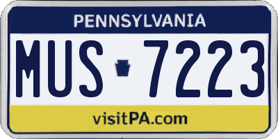 PA license plate MUS7223