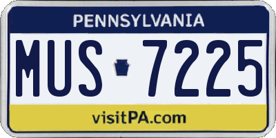 PA license plate MUS7225