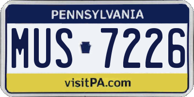 PA license plate MUS7226