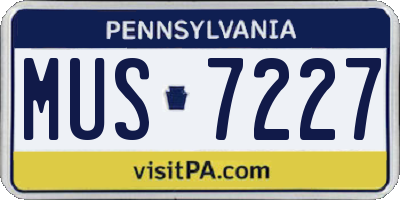 PA license plate MUS7227