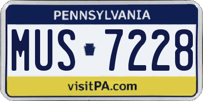 PA license plate MUS7228