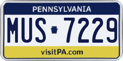 PA license plate MUS7229