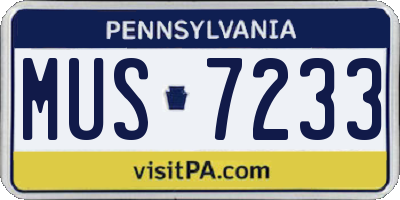 PA license plate MUS7233