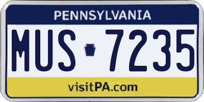 PA license plate MUS7235