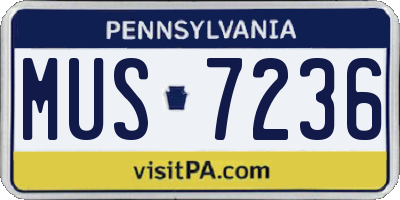 PA license plate MUS7236