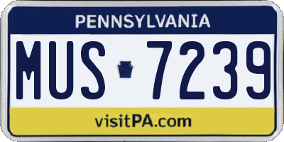 PA license plate MUS7239