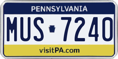 PA license plate MUS7240