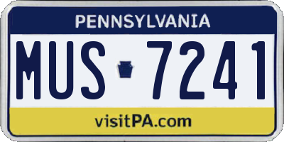 PA license plate MUS7241