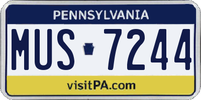 PA license plate MUS7244