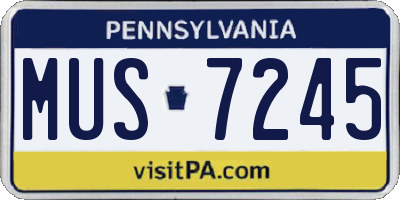 PA license plate MUS7245