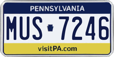 PA license plate MUS7246