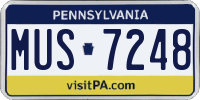 PA license plate MUS7248